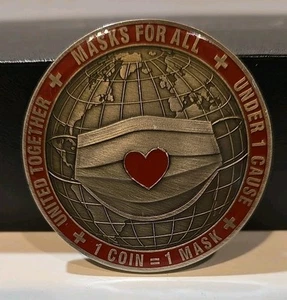 Masks for All United Together Medical Under One Cause Challenge Coin - Picture 1 of 3