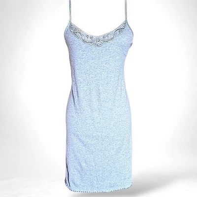 90s Cherokee Baby Blue Lace Slip Dress – Cotton Blend, Lettuce Hem – Size L - Image 1 of 4