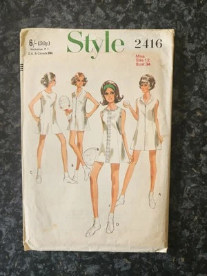 Vintage 1960s Sewing Pattern - Tennis Dress and Panties  - Size 12,  Bust 34 - Image 1 of 2