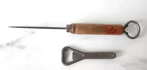 2 VINTAGE COCA COLA BOTTLE OPENERS FRANCE FRENCH OPENER & ICE PICK USED - Picture 1 of 7
