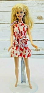 Mattel Barbie Puppe blonde Haare blaue Augen rot weiß Kleid 12" groß kostenloser Versand gebraucht - Bild 1 von 11