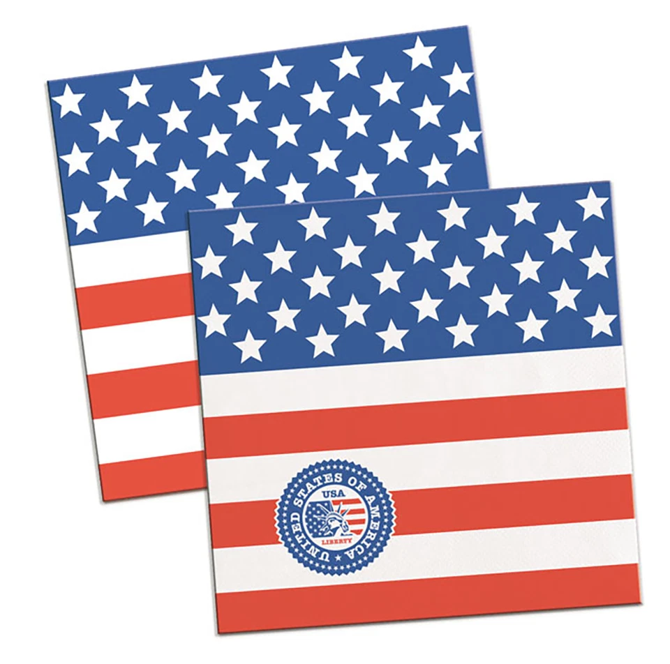 FOLAT 20 USA AMERICAN 25CM PAPER COCKTAIL NAPKINS FLAG DESIGN