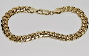 9ct Yellow Gold on Silver Men's Cuban Curb Bracelet - 8.5 inch - Picture 1 of 7