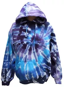 Tie Dye blau lila Hoodie Gr. XL blau Batik Hoodie - cooles Batik Sweatshirt - Bild 1 von 2