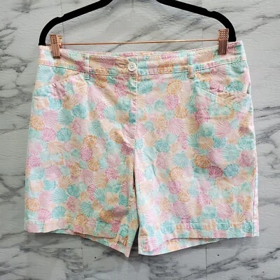 Pantalones Cortos Talbots Mujer Talla 14 Pastel Rosa Melocotón Conchas Chino Cintura Cómoda Foto 1 de 4