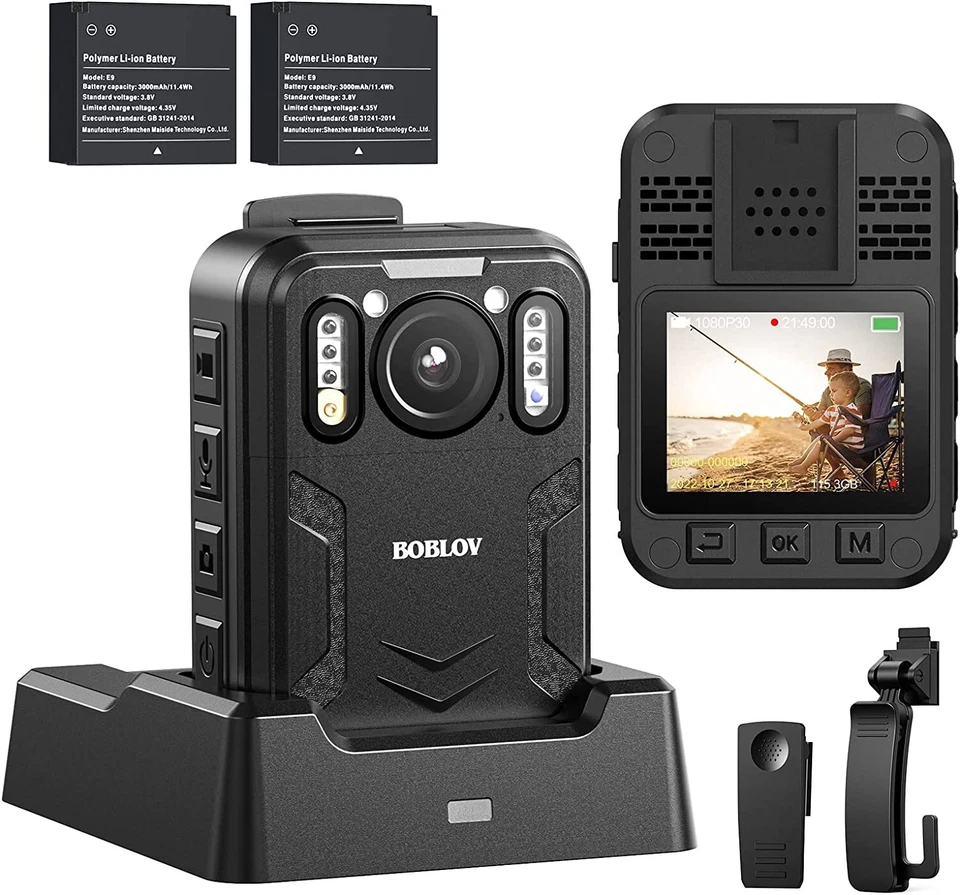 BOBLOV B4K2 4K Body Worn Camera with GPS 2*3000mAh 14-16hrs Video Camera 128GB - Image 1 of 4