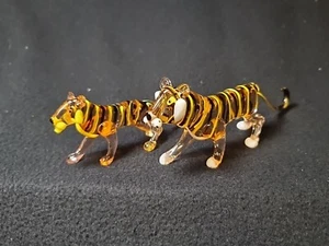 Statuina in vetro colorato tigre arte a mano animali da collezione. Decorazi... - Foto 1 di 20