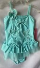 Isobella & Chloe Turquoise Ruffle And Flower Appliqué Girls 1 Piece Swimsuit 4