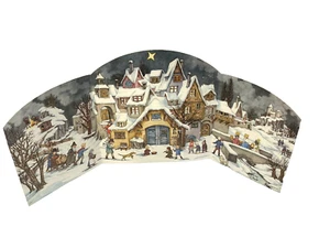 Vtg West German Tri-Fold Triptych Xmas Advent Calendar Children Playing Village - Picture 1 of 9