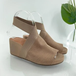 Gentle Souls Women's Gianna Sandal Size 5.5 Espadrille Wedge Slingback Tan Suede - Picture 1 of 14