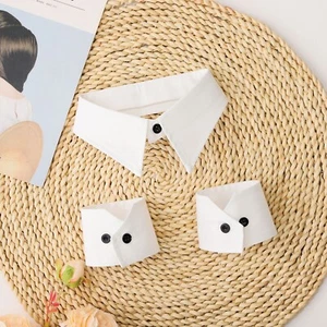 Juego clásico de 2 puños de muñeca falsos desmontables de cuello abatible para mujer - Imagen 1 de 33