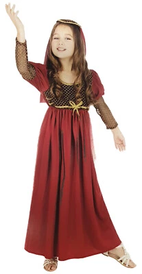 Girls Kids Tudor Juliet Medieval Queen Princess Book Fancy Dress Costume 4-14 - Image 1 of 2