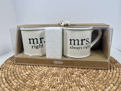 Taza de café Mud Pie 'Mr Right & Mrs Always Right' recién casados boda regalo comprometido Foto 1 de 4