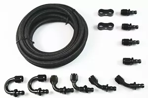 10ft 6AN Braided Fuel Line Stainless Steel &10PCS Push Lock Fitting Hose End AN6 - Picture 1 of 4