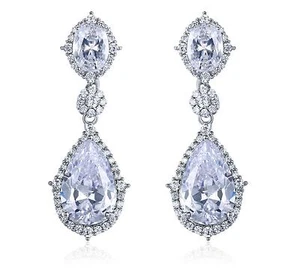 PENDIENTES DE CANDELABRO DE PLATA CZ BODA BODA NOVIA GRADUACIÓN JOYERÍA CZ11915 - Imagen 1 de 6