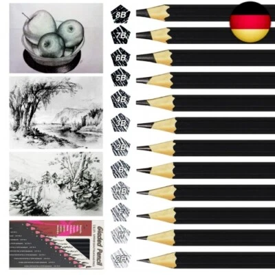 12 Stüch Bleistifte, Bleistifte Set - 2H H F HB B 2B 3B 4B 5B 6B 7B 8B, - Bild 1 von 4