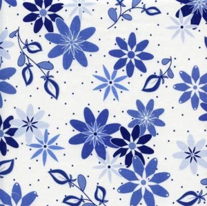 Main Conservatory Floral Blue White Quilt Sew Fabric RILEY BLAKE - Picture 1 of 1