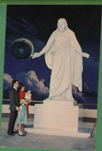Vintage Utah UT Postcard Tourist Jesus Sculpture Temple Square Salt Lake - Picture 1 of 4