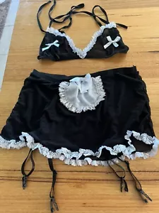 Ladies Sexy Maid Costume 10-12 Bikini Top Garters - Picture 1 of 5