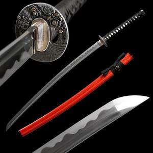 Polished 1095 Steel Blade Japanese Samurai Sword Katana Full Tang Sharp Red Saya - Picture 1 of 17