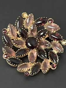 Schreiner? Purple Pink Cabochons JELLY BELLY Unsigned Brooch~ FLAWS PRESENT - Picture 1 of 18