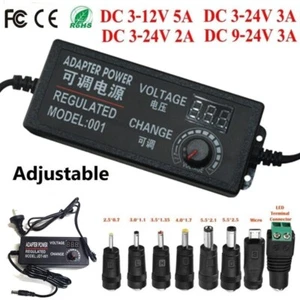 DC 3-12V/24V 2A 3A 5A 9-24V 3A Universal Adjustable Power Supply Adapter 8 Tips - Picture 1 of 25