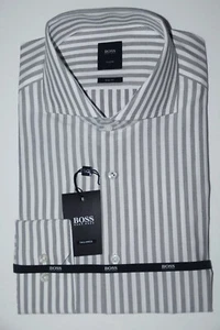 CAMISA A MEDIDA HUGO BOSS, T-Christo, T. 40 / US 15.7, Slim Fit, Gris Medio - Imagen 1 de 6