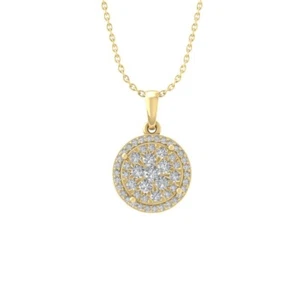10k Yellow Gold Lab Grown Diamond Composite Pendant Necklace 18" Silver Chain - Picture 1 of 5