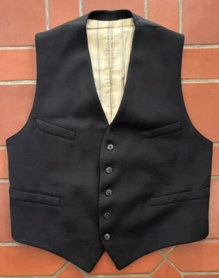 Vintage Antique 1910's Mens Black Waistcoat Pristine Condition Size 38 - Image 1 of 3