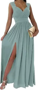 Dokotoo Womens Formal Dresse Wrap V-Neck Ruched Bridesmaid Prom Small - Picture 1 of 19