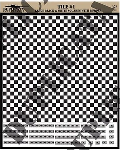 Accesorio de diorama - Azulejo 1/35 #1 - Cuadrados grandes en blanco y negro con borde - Imagen 1 de 3