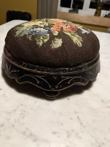 Antique Victorian Needlepoint Footstool - Picture 1 of 4
