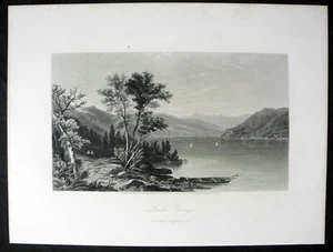 Lake George (New York) - Incisione in acciaio 1874 - Foto 1 di 1