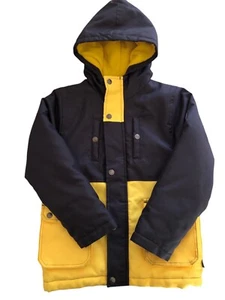 Boys Winter Coat Jacket Kids Sz 6 Navy Blue Yellow with Hood IZOD - Picture 1 of 8