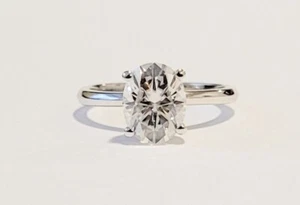 2.10 Carat Moissanite Oval Solitaire Ring 14K with Charles & Colvard warranty - Picture 1 of 7