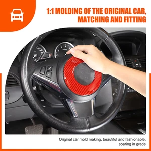 Red Carbon Car Steering Wheel Center Trim Styling Kit For BMW 6 Series 2004-2009 - Picture 1 of 12