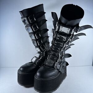 Demonia Damned-318 US Women's 5 Goth Gothic Platform Boots Black Buckles