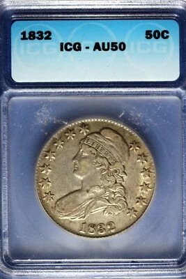 1832 - ICG AU50 Capped Bust Half Dollar! #B12441 - Image 1 of 2