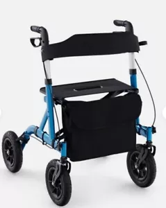 6 Level Height Adjustable Elderly Foldable Rollator Walker w/ Comfortable Seat - Picture 1 of 2