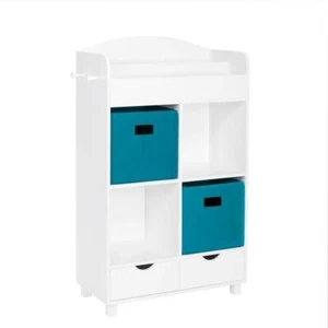 Riverridge Home Kids Bookshelves 39.75"Hx23.5"Wx11.81"D 2-Piece Turquoise Bins - Picture 1 of 4