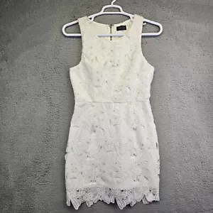 Vestido ASTR Anthropologie para mujer grande blanco floral cambio sin mangas encaje superpuesto - Imagen 1 de 14