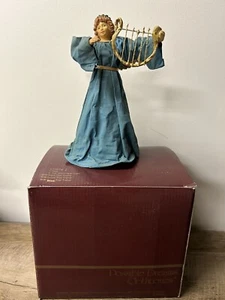 Vintage Clothtique Possible Dreams Angel Tree Topper Blue Dress With Harp - Picture 1 of 6