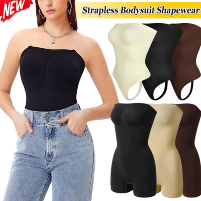 MISS MOLY Strapless Women Bodysuit Shapewear Tight Tummy Control Body Shaper Top Underwear
