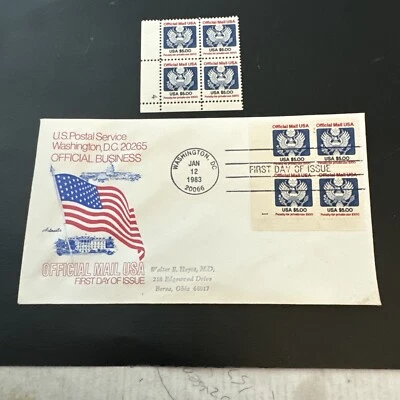 US Stamps # O133 MNH Plate Block of 4 & FDC Envelope - Image 1 of 2