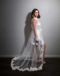 Emalie Long Lace Trim Robe (Includes Slip Dress) - Picture 1 of 8