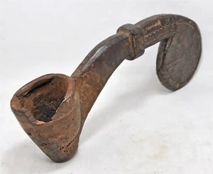 Antique Wooden Oil Spoon Pot Original Old Fine Hand Carved - Picture 1 of 6