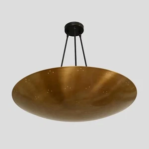 Dome Pendant Chandelier Flush mount Ceiling Light Perforated Italian Brass Lamp - Picture 1 of 8