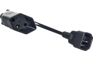 Cable UPS-Suiza: Hembra tipo J a enchufe frigorífico C14. 30cm. negro. - Imagen 1 de 2
