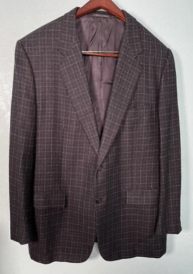 Blazer Abrigo Deportivo Corneliani ITALIA Negro Oscuro Gris Gráfico Cuadros Lana 2Btn EE. UU. 46 L Foto 1 de 4