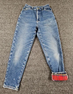 Vintage LL Bean Jeans Womans 12 Flannel Lined High Waist Cabin Union Distressed - Picture 1 of 21